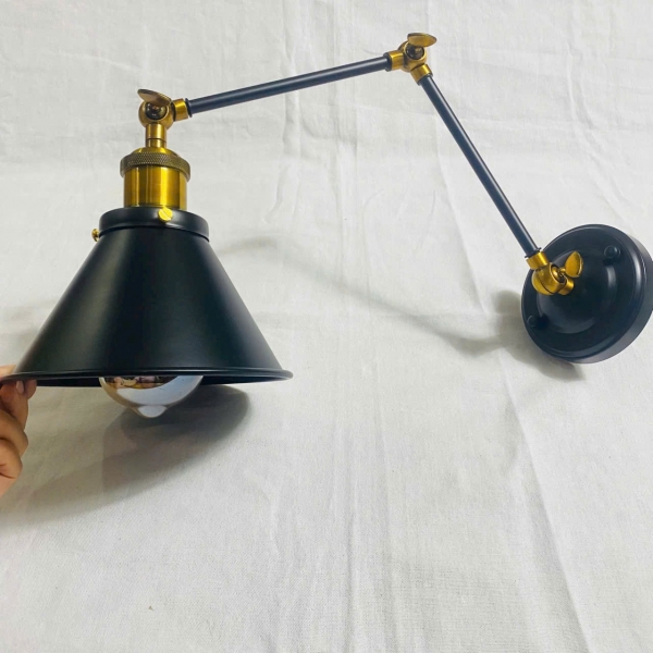 Đèn vách gấp khúc, chao cụp D220mm 